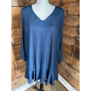 Anthropologie MAEVE Dress Women’s S Bell Sleeve Ruffle Hem  Emerald Green Lined